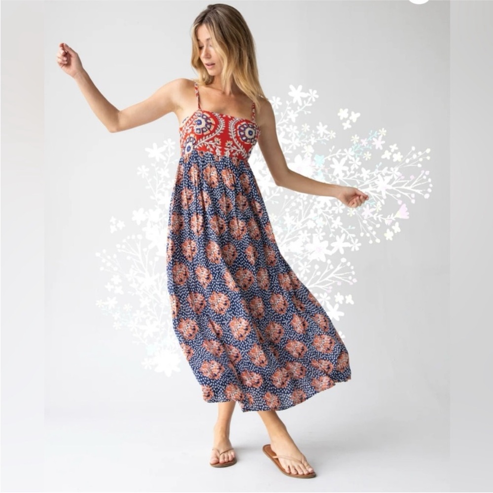 NATURAL LIFE Red and Blue Maxi Dress